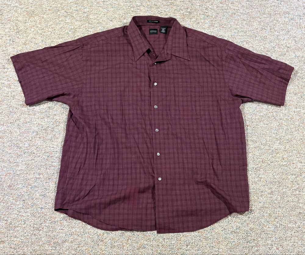 Arrow Dress Shirt Mens Arrow 2XL Red Plaid Button Down Formal Business